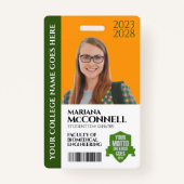 グリーン金ゴールドスクール大学の学生ID バッジ (正面)