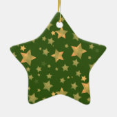 グリーン金ゴールドスターエレガントミニマルモダンリスマ セラミックオーナメント (裏面)