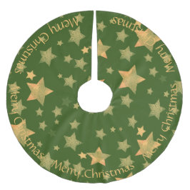 グリーン金ゴールドスターエレガントヴィンテージメリークリスマス ブラッシュドポリエステルツリースカート