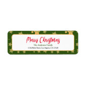 グリーン金ゴールドスターシーズンクリスマス差出人住所 ラベル (正面)