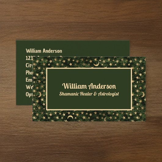 グリーン金ゴールドスターズシャーマンまたは星占い師ヒーラー 名刺