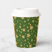 グリーン金ゴールドスターパターンフェスティバルエレガントクリスマス 紙コップ (裏面)