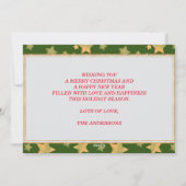 グリーン金ゴールドスターフォトフェスティバルモダンクリスマス シーズンカード (裏面)