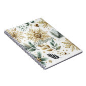 グリーン金ゴールドスノーフレークフローラホリデー ノートブック (右側)
