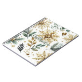 グリーン金ゴールドスノーフレークフローラホリデー ノートブック (左側)