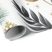 グリーン金ゴールドスノーフレークホリデーラグジュアリーウォーター ラッピングペーパー (ロールコーナー)