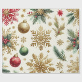 グリーン金ゴールドスノーフレークホリデーラグジュアリーウォーター ラッピングペーパー (フラット)