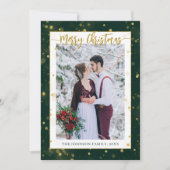 グリーン金ゴールドスパークルメリークリスマス2写真 シーズンカード (正面)
