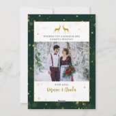 グリーン金ゴールドスパークルメリークリスマス2写真 シーズンカード (裏面)