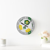 グリーン金ゴールドチームがサッカーストライプの色彩を色にする ラウンド壁時計 (ホーム)