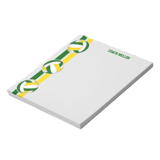 グリーン金ゴールドチームカラーバレーボールカスタムコーチ ノートパッド (回転)