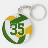 グリーン金ゴールドチームカラーパーソナライズされたバレーボール キーホルダー (裏面)