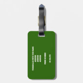 グリーン金ゴールドチームカラーモノグラムのバレーボール ラゲッジタグ (裏面縦)