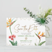 グリーン金ゴールドトロピカルバルミツワーフローラパームモダン セーブザデート (スタンド正面)