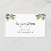 グリーン金ゴールドトロピカル葉ジュエリーデザイナー 名刺 (裏面)