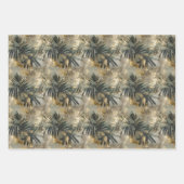 グリーン金ゴールドトロピカル葉 ラッピングペーパーシート (正面3)