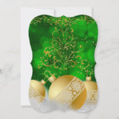 グリーン金ゴールドバウズホワイトクリスマスホリデーパーティー 招待状 (裏面)