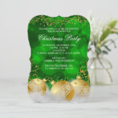 グリーン金ゴールドバウズホワイトクリスマスホリデーパーティー 招待状 (スタンド正面)