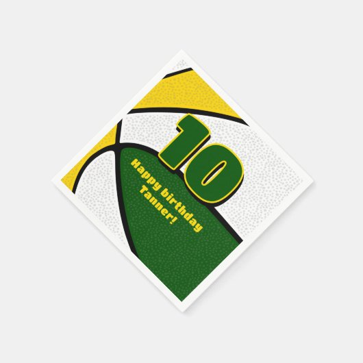 グリーン金ゴールドバスケットボール女子の男の子スポーツパーティー スタンダードカクテルナプキン (角)