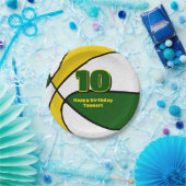 グリーン金ゴールドバスケットボール女子の男の子スポーツパーティー ペーパープレート (パーティー)