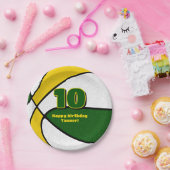 グリーン金ゴールドバスケットボール女子の男の子スポーツパーティー ペーパープレート (パーティー)