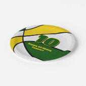 グリーン金ゴールドバスケットボール女子の男の子スポーツパーティー ペーパープレート (アングル)