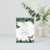 グリーン金ゴールドバタフライキンセアニラミニ招待状 名刺 (スタンド正面)