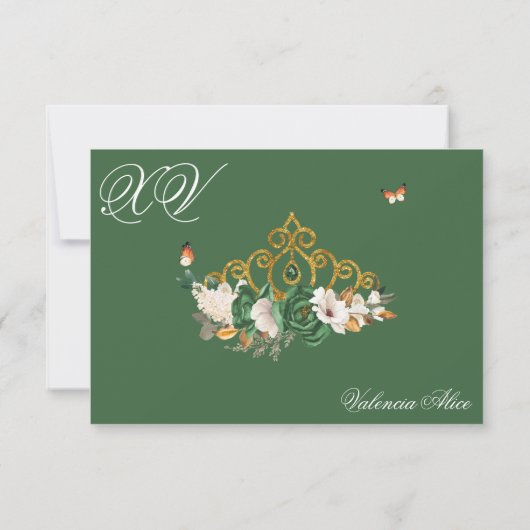 グリーン金ゴールドバラエレガント金ゴールドティアラキンセアニェラ 出欠カード (裏面)