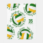 グリーン金ゴールドバレーボールコートhappy placeタイポグラフィ フリースブランケット (正面)