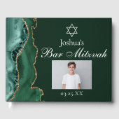 グリーン金ゴールドバー（ユダヤ教の）バル・ミツバーパーティーフォトカスタム ゲストブック (正面)