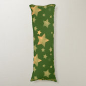 グリーン金ゴールドパターエレガントンヴィンテージメリークリスマス ボディピロー (正面縦)