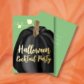 グリーン金ゴールドパンプキンハロウィーンカクテルパーティー 箔招待状