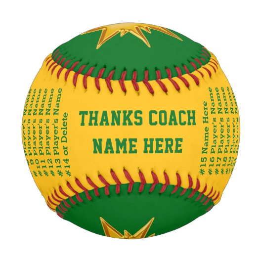 グリーン金ゴールドパーソナライズされたボールコ感謝していーチ 野球ボール (裏面)