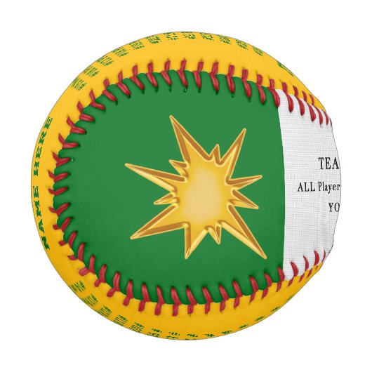 グリーン金ゴールドパーソナライズされたボールコ感謝していーチ 野球ボール (正面左)