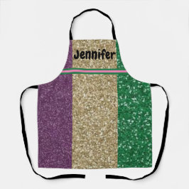グリーン金ゴールドパープルグラムフェイクグリッターウォメンズ10代の エプロン