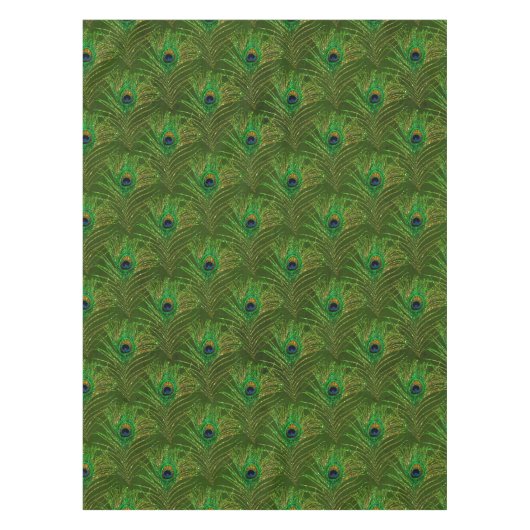 グリーン金ゴールドピーコックフェザーズテーブルクロス テーブルクロス (正面)