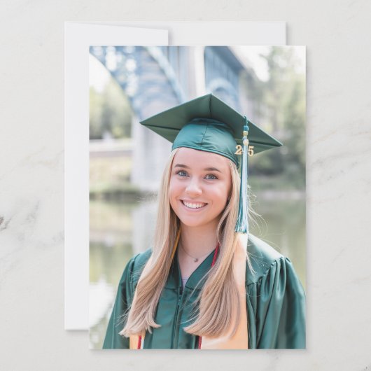 グリーン金ゴールドファイナンス会社写真卒業 招待状 (裏面)