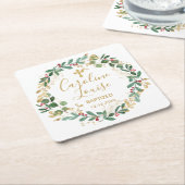 グリーン金ゴールドフリージベビー洗礼 スクエアペーパーコースター (アングル)