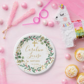 グリーン金ゴールドフリージベビー洗礼 ペーパープレート (パーティー)