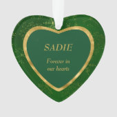 グリーン金ゴールドフレームスノーフレークPETメモリアル オーナメント (正面)