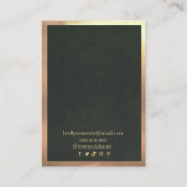 グリーン金ゴールドフレームモダンネックレスイヤリング 名刺 (裏面)