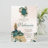 グリーン金ゴールドフローラクレストエレガントチャラキンセアニェラ 招待状 (スタンド正面)