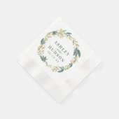 グリーン金ゴールドフローラグリーンリー結婚リースズモノグラム 縁ありカクテルナプキン (角)