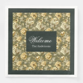 グリーン金ゴールドフローラナプキンスチモダンック食器 (正面)