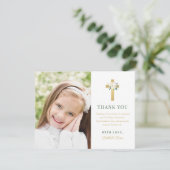 グリーン金ゴールドフローラファースト・ホリー・コミュニオンガール写真 サンキューカード (スタンド正面)