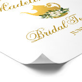 グリーン金ゴールドフローラブライダルシャワーティーパーティーへようこそ ポスター (角)