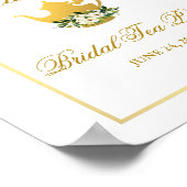 グリーン金ゴールドフローラブライダルシャワーティーパーティーへようこそ ポスター (角)