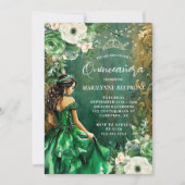 グリーン金ゴールドフローラプリンセスキンセアニラ 招待状 (正面)