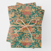 グリーン金ゴールドフローラペルシャのトルコスタイルデコページ ラッピングペーパーシート (インサイチュ)