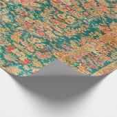 グリーン金ゴールドフローラペルシャのトルコスタイルデコページ ラッピングペーパー (角)